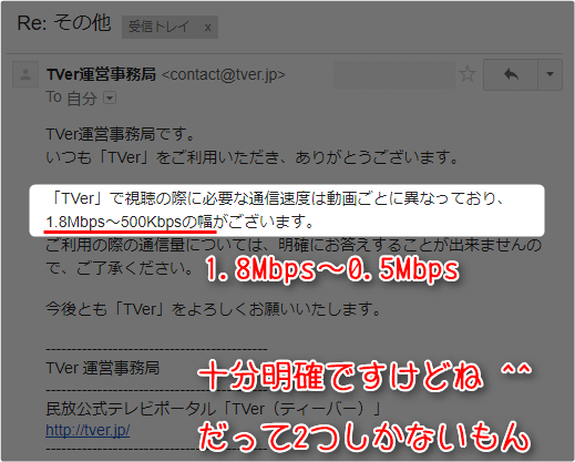 TVer画質は「1.8Mbps~0.5Mbps」の幅で調整されている
